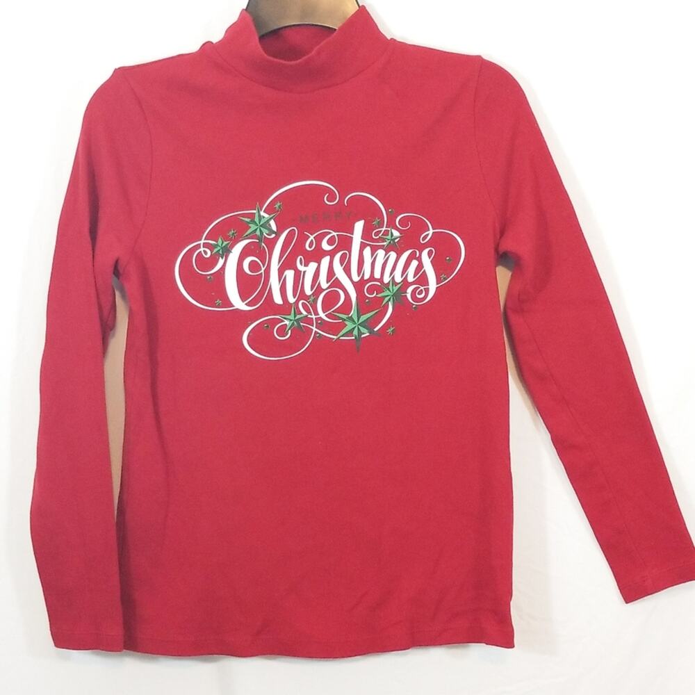 Merry Christmas graphic long slv tunic top shirt